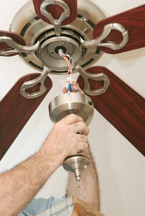 Ceiling fan install in Alpharetta, GA by Meehan Electrical Services.