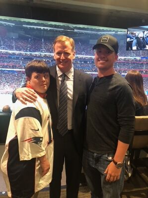 Our friends David Saville, Clemson's Equipment Manager, and his brother Brandon Saville with Roger Goodell, NFL Commissioner.  David will melt anyone's heart, even the NFL commissioner (1)